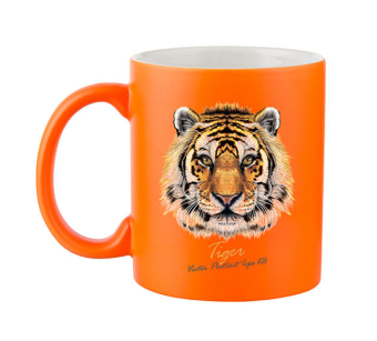 Mug orange fluo en céramique personnalisable