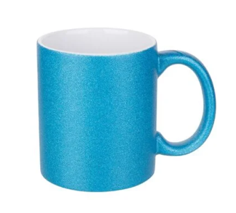 Mug Glitter bleu en céramique personnalisable
