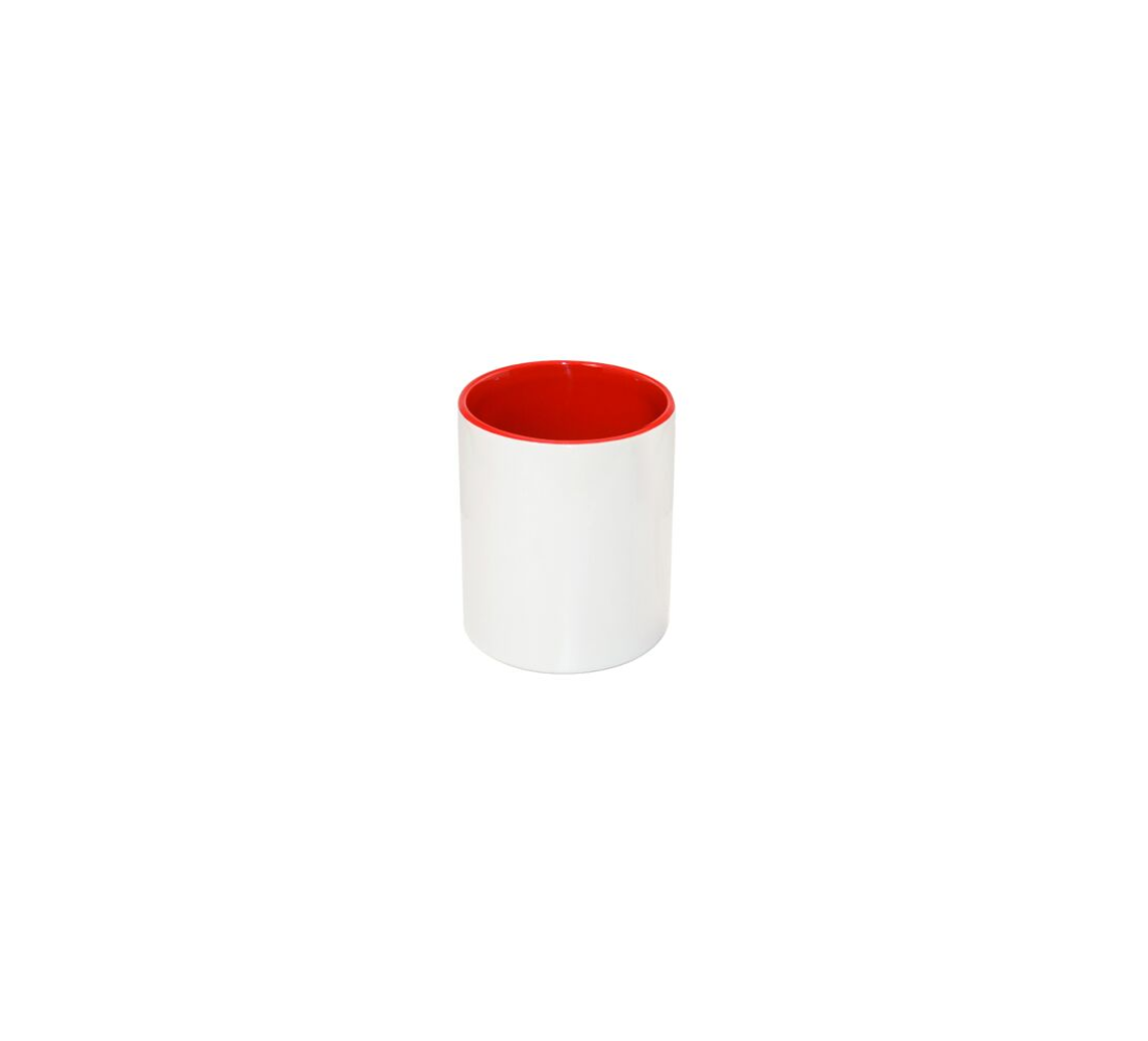 Pot à crayon en céramique blanc et rouge personnalisable
